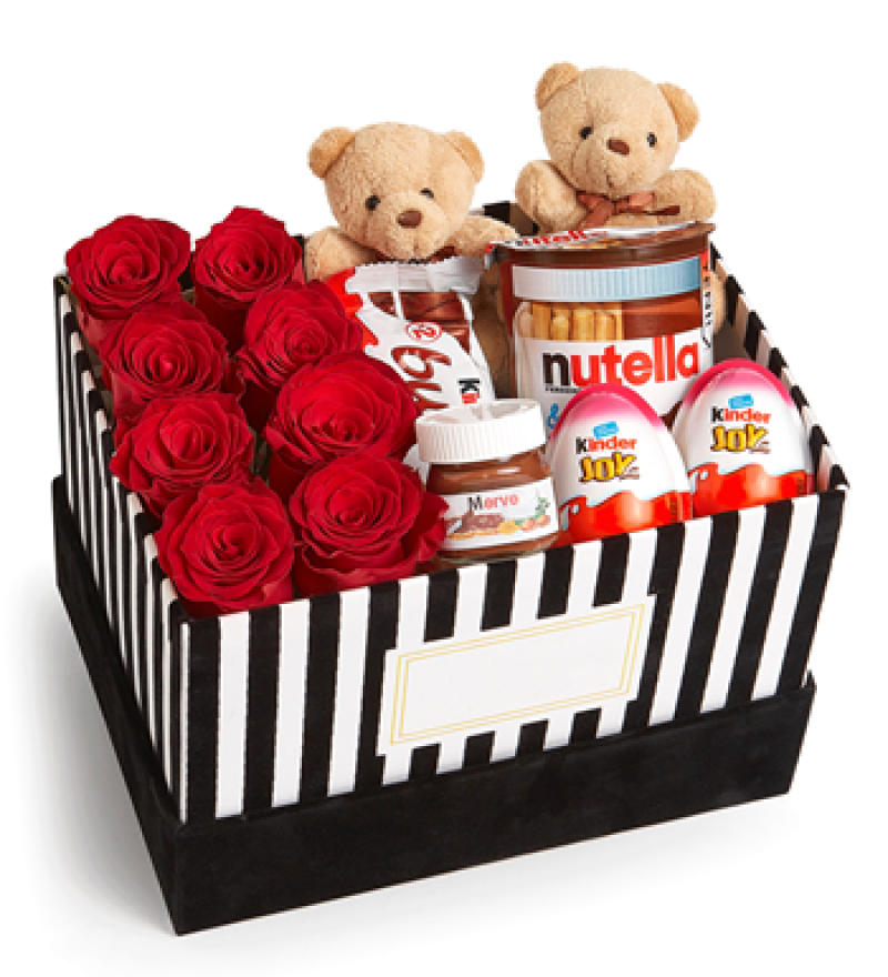 Ayıcık Gül ve Çikolata Hediye Kutusu ile Romantik Tatlı Sürpriz