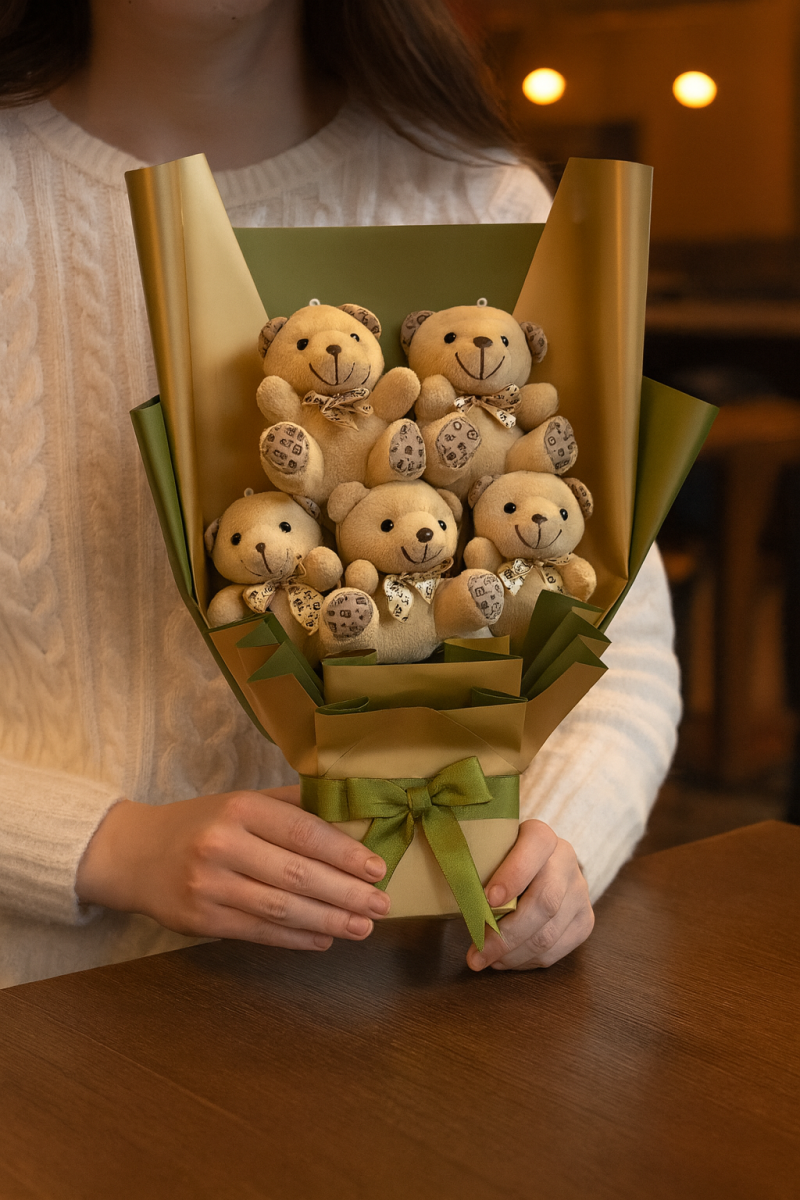 7’li Pelüş Ayıcık Buketi ile Sevgiyi Tatlıca İfade Edin