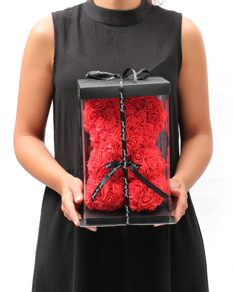 Kırmızı Gül Ayıcık 20 cm – Romantik Kalıcı Hediye