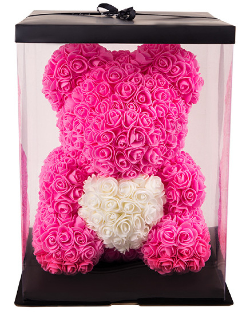 Pembe Gül Ayıcık 40 cm – Kalıcı ve Zarif Romantik Hediye