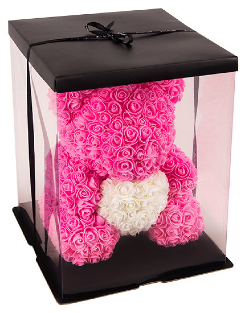 Pembe Gül Ayıcık 40 cm – Kalıcı ve Zarif Romantik Hediye